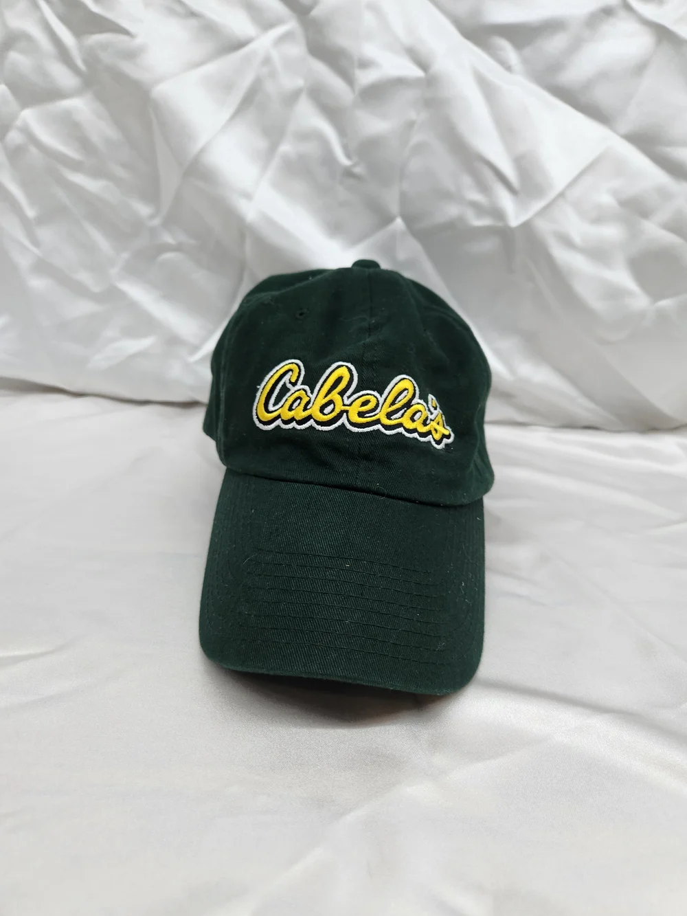 Cabela's Dark Green Cap with Yellow Script Logo